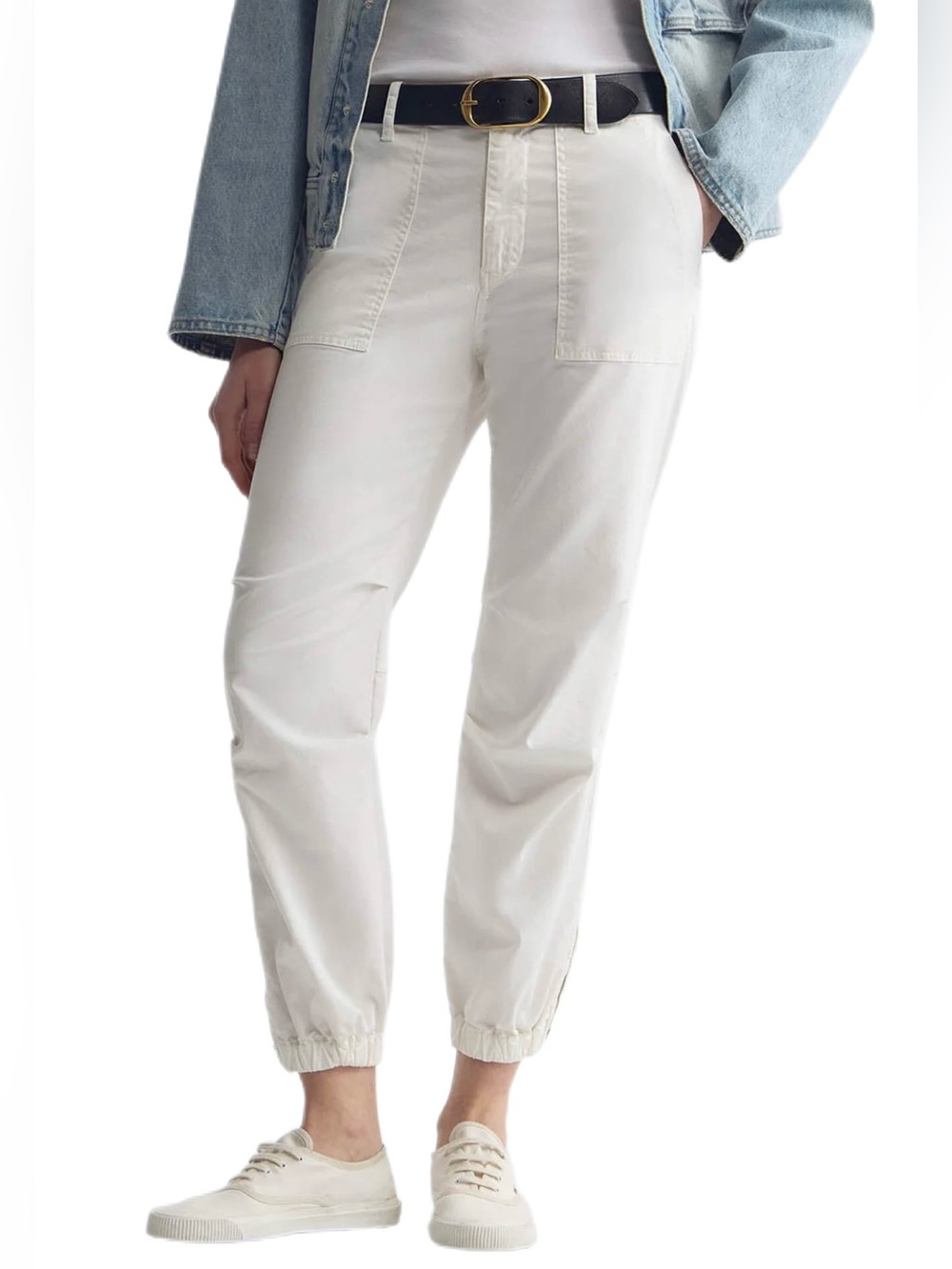 Nili Lotan Utility Cotton Military Pants White Ankle Zip Size 4
